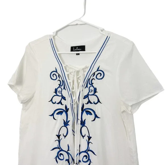 Lulus Down in Kokomo Embroidered Shift Dress M - Picture 8 of 8